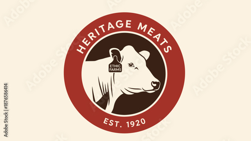 Heritage Meats Vintage Cow Logo Est 1920.
