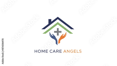 Home Care Angels logo with house, hands, and cross symbolizing care and support.