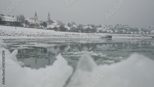 Ice movement on the Danube, Szentendre, Hungary 2026.
