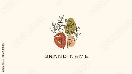 Minimalist Line Art Logo Design Featuring Abstract Botanical Elements.