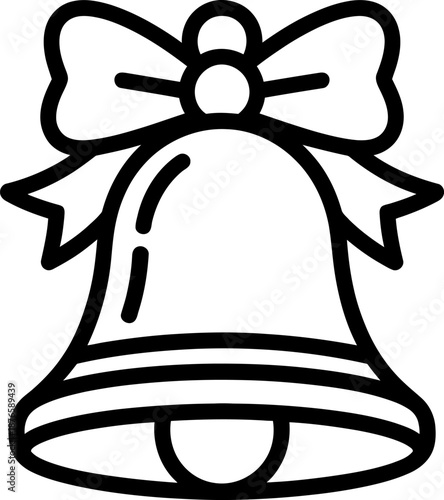 Black and white bell with bow outline