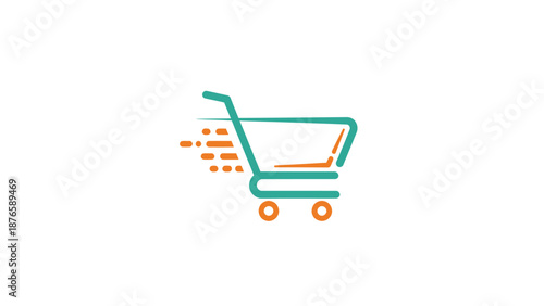 Speedy Shopping Cart Icon with Motion Blur Effect.