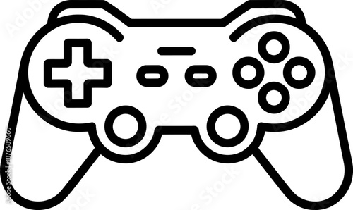 Black and white game controller with buttons and directional pad