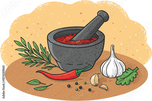 Spicy Chili Mortar Pestle