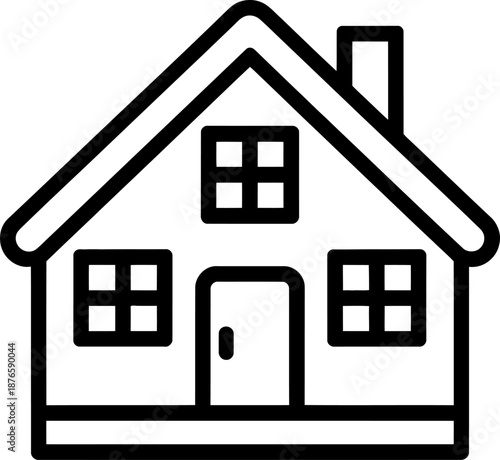 Black and white house with windows and door building