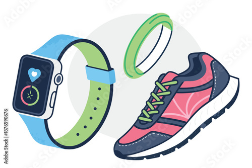 Step Count Trendy Health Wearable Illustra