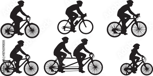 Vector illustration silhouette of a person riding a bicycle