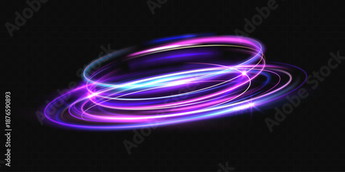 Soft glowing light waves form smooth rings and flowing lines on a dark background. Gentle luminous trails create an atmospheric abstract illumination for modern backgrounds and overlays.
