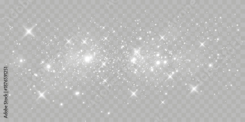 A wide band of delicate white sparkles and star-like glints spreads across a light background, creating a soft magical dust effect with airy glowing particles.
