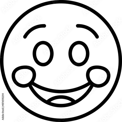 Black and white smiling face with three eyes and two cheeks