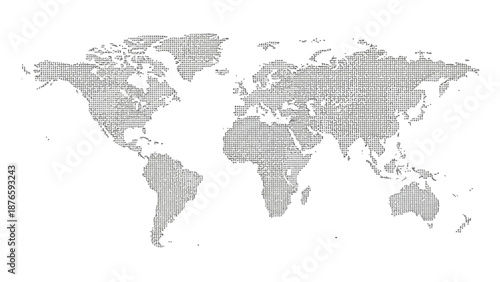 A grayscale illustration of the world map showcasing continental outlines and oceans