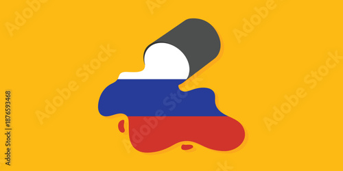 Russian flag and petroleum background. Crude oil reserves. Russian Federation