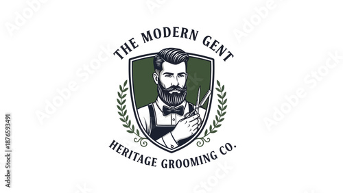 The Modern Gent Heritage Grooming Co. Barber Logo.