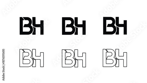 Repetitive bh letterforms in black and white arranged in a grid pattern