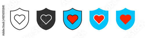 medical shield icons. medical insurance and healthcare protection shield icon set in multiple styles