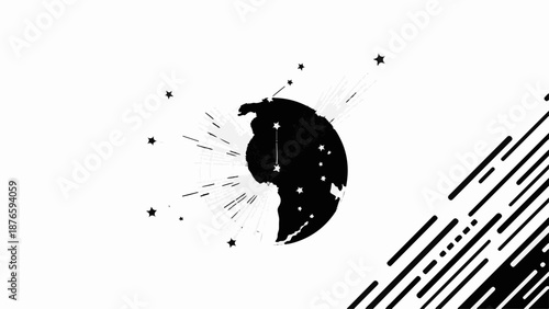 Abstract representation of global connection and expanding ideas emanating from Earth.