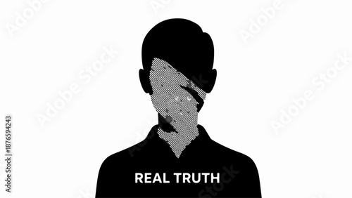 Abstract representation of a person's face revealing hidden feelings or inner turmoil.