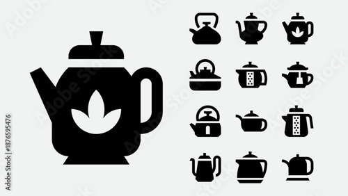 Tea kettles and teapots icons set