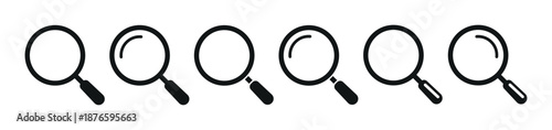 Set of magnifying glass icons, loupe. Magnifier or loupe signs, search symbol. Vector. EPS10.