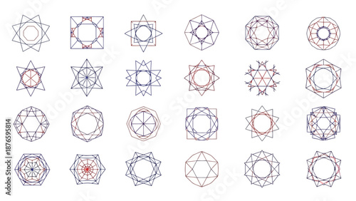 Geometric patterns a collection of various polygonal and star shaped designs