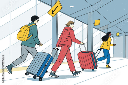 Terminal Luggage Trolley Crowd