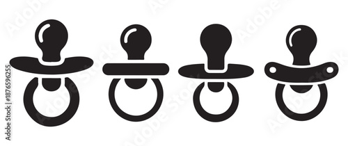 Collection of Black Baby Pacifier Silhouettes for Newborn and Infant Care Product Design