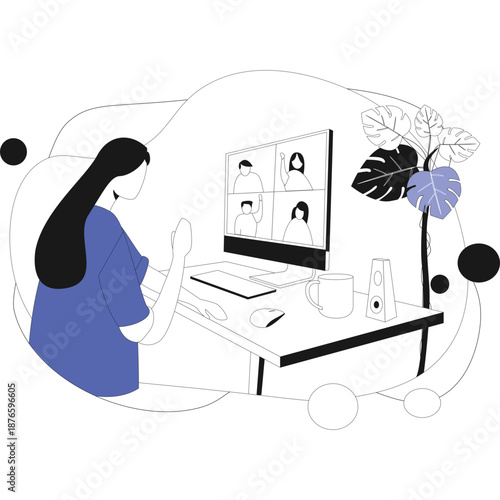 Woman on a video call with colleagues