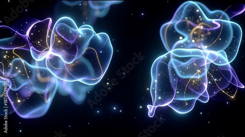 Wallpaper Mural Ethereal glowing ribbons float and intertwine against a dark, starry background, creating a serene aura Torontodigital.ca