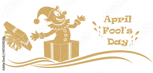 Vector illustration of a Clown in gift box for April Fool's Day