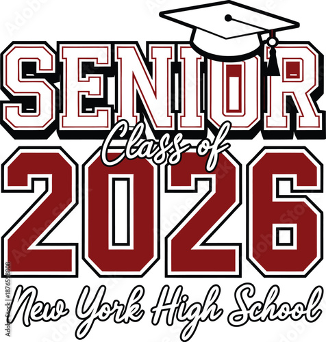 Senior 2026 Vector with Cap – New York High School Graduation Design