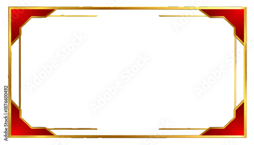 A red and gold ornate frame surrounds a blank white space viewed directly from the front