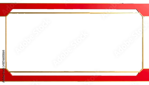 Modern graphic design element with red and gold frame on white background