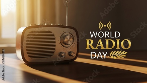 Celebrate world radio day with this vintage radio on a wooden surface