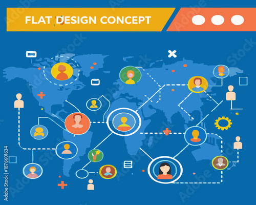 Global network connections and people collaboration concept