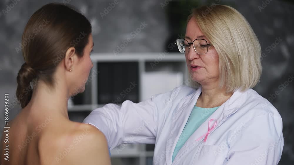 custom made wallpaper toronto digitalWoman mammologist performing breast examination on female patient in clinic