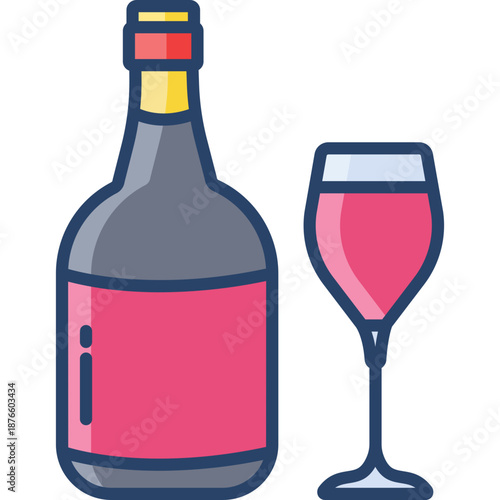 Wine Bottle and Glass Icon