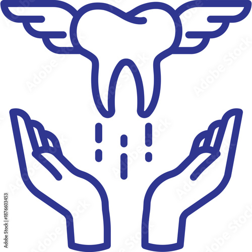 Winged Tooth Falling into Cupped Hands Icon