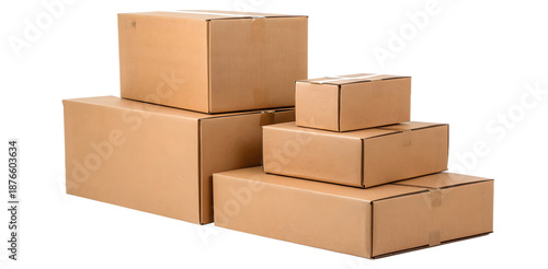 Stack of Cardboard Packaging Boxes Transparent Background