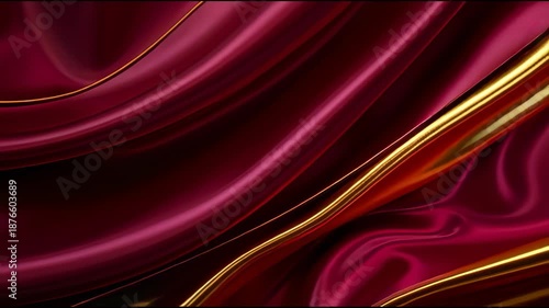 Wallpaper Mural Flowing maroon and gold satin fabric with soft, luxurious folds and dynamic interplay of light Torontodigital.ca