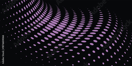 3D purple techno background. Big data visualization on dark space with dotted lines shape decoration. Modern graphic design element dots circle style concept for banner, flyer, card, cover or brochure