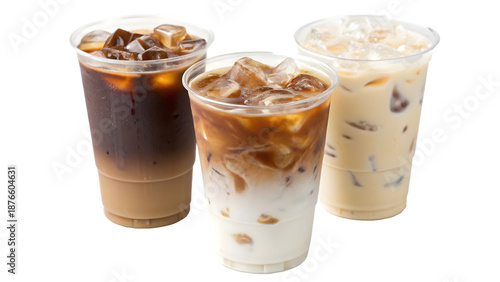 Iced Coffee Drinks with Milk Transparent Background