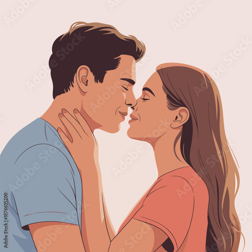 Couple sharing an intimate moment with noses touching