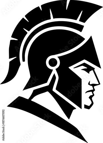 Black Spartan Warrior Head Profile Vector Mascot Logo Icon
