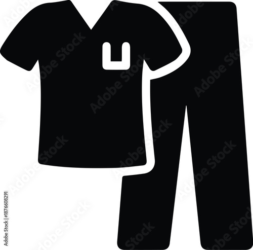 Medical scrubs set black vector icon.