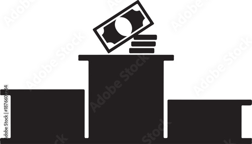 Black and white of money on a table with coins banknote