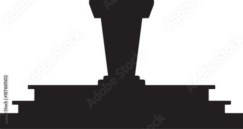 Black silhouette of a person standing on a platform with steps