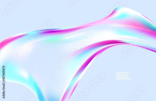 Abstract iridescent glass shape. Liquid transparent form with shine and reflection. light vector background.