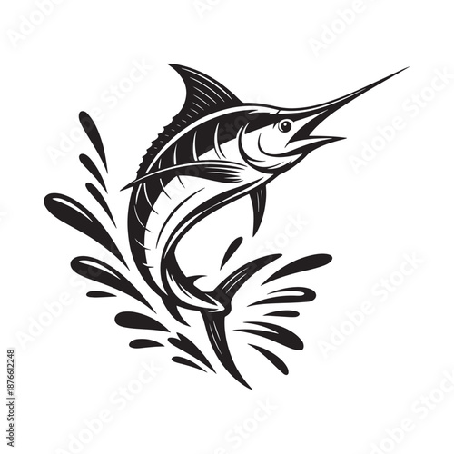 Marlin Fish Silhouette Jumping Ocean Sport Fishing Icon