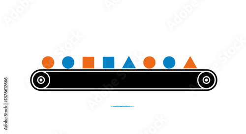 Conveyor Belt with Colored Shapes and Objects.