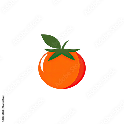 Animated tomato fruit with green leaves, rendered against a stark, black background